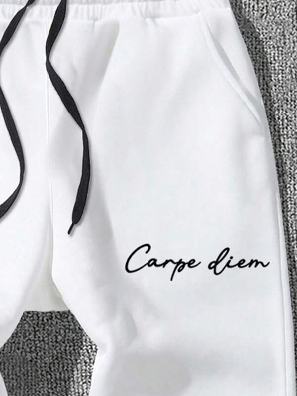 Men Letter Graphic Drawstring Waist Sweatpants