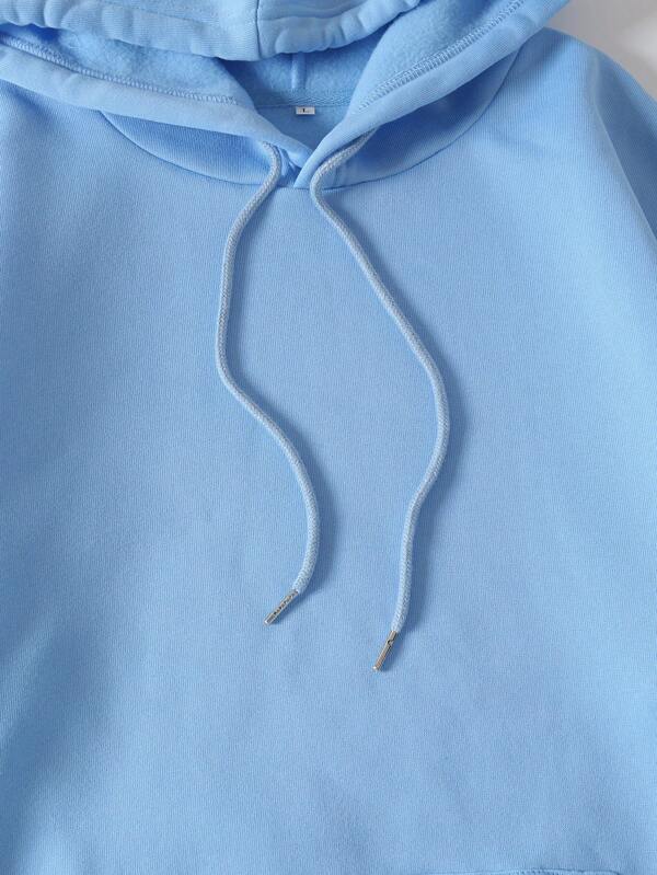 Men Plus Kangaroo Pocket Drawstring Thermal Lined Hoodie