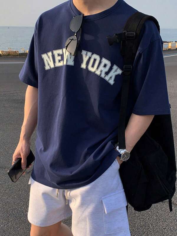 Men Letter Graphic Drop Shoulder Tee