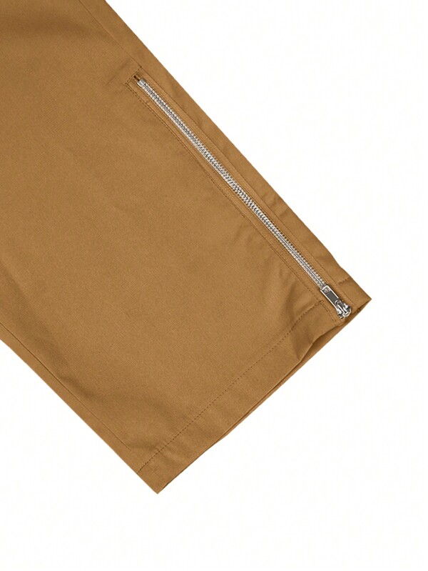 Men Flap Pocket Side Zipper Cargo Pants