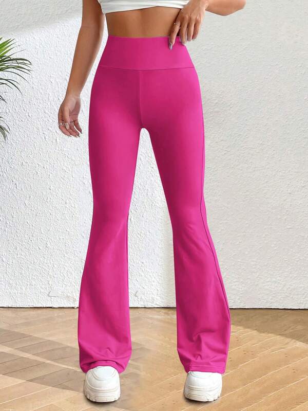 Wide Waistband Flare Leg Pants