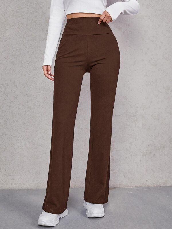 Wide Waistband Flare Leg Pants