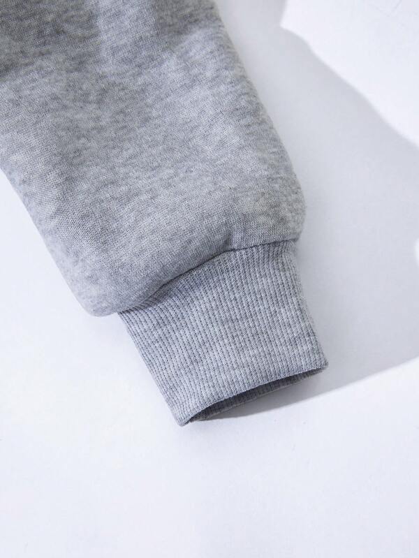 Letter Graphic Kangaroo Pocket Hoodie