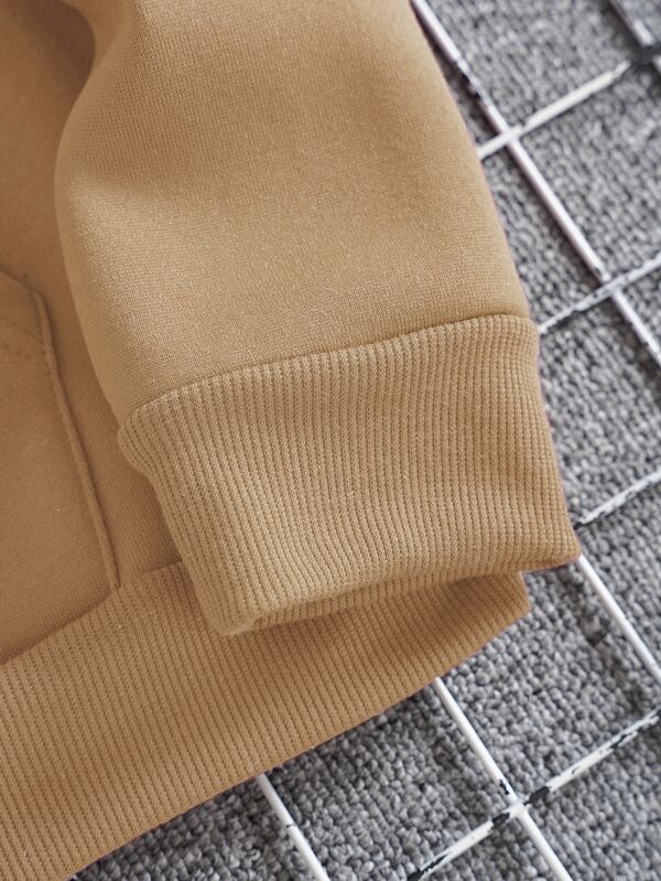 Men Kangaroo Pocket Drawstring Thermal Hoodie