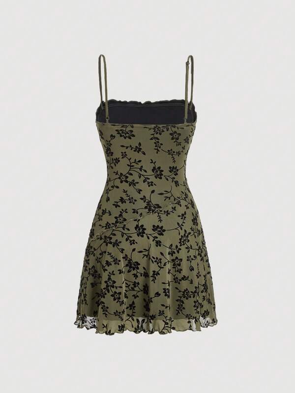 MOD Floral Print Mesh Cami Dress