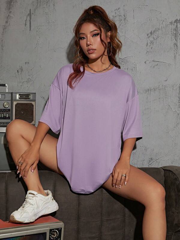 Slogan Graphic Drop Shoulder Oversized Tee