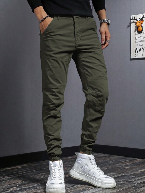 Men Solid Slant Pocket Pants
