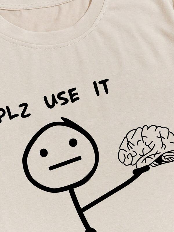 Men Cartoon & Slogan Graphic Tee