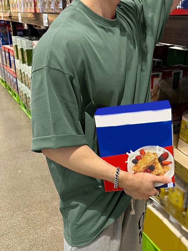 Men Cotton Solid Drop Shoulder Tee