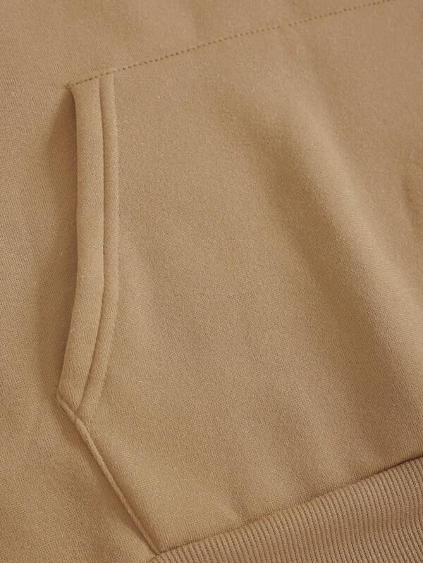 Men Kangaroo Pocket Drawstring Thermal Hoodie