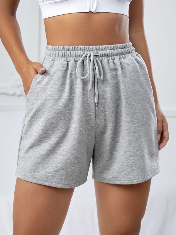 Yoga Basic Drawstring Waist Sports Shorts