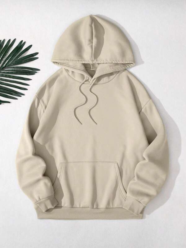 Cactus & Letter Graphic Drawstring Thermal Lined Hoodie
