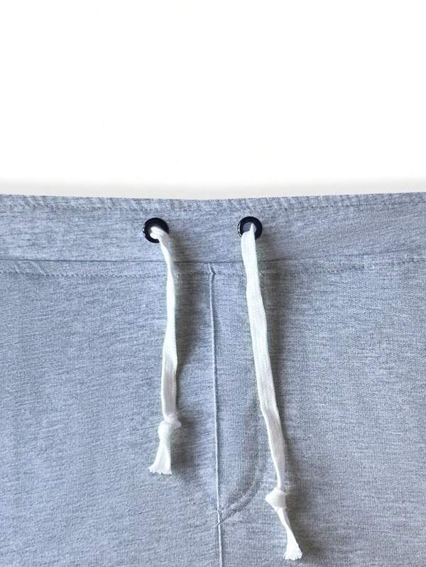 Men Letter Patched Drawstring Waist Sweatpants