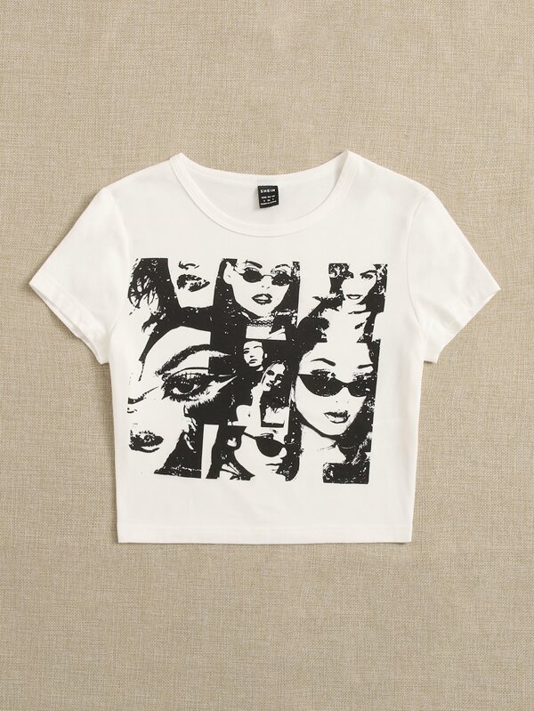 90s Figure Graphic Crop Tee