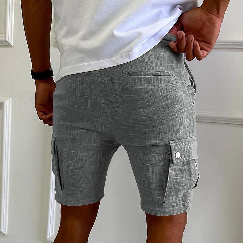 Men's Cargo Shorts Shorts Drawstring Elastic Waist Multi Pocket Plain Wearable Short Outdoor Daily Going out Fashion Classic