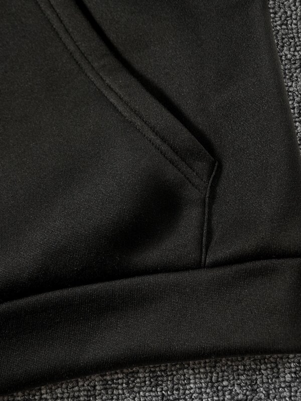 Basics Men Kangaroo Pocket Drawstring Thermal Hoodie