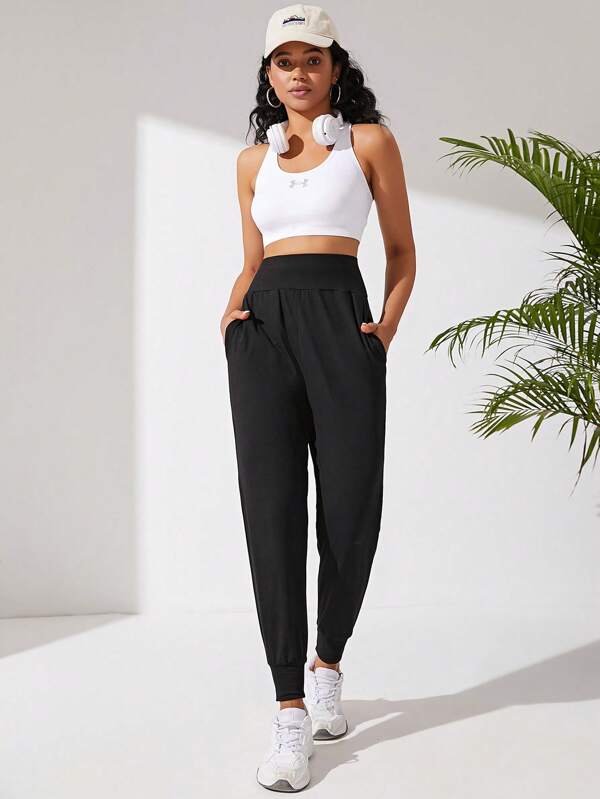 Daily&Casual Solid Slant Pocket Sports Pants