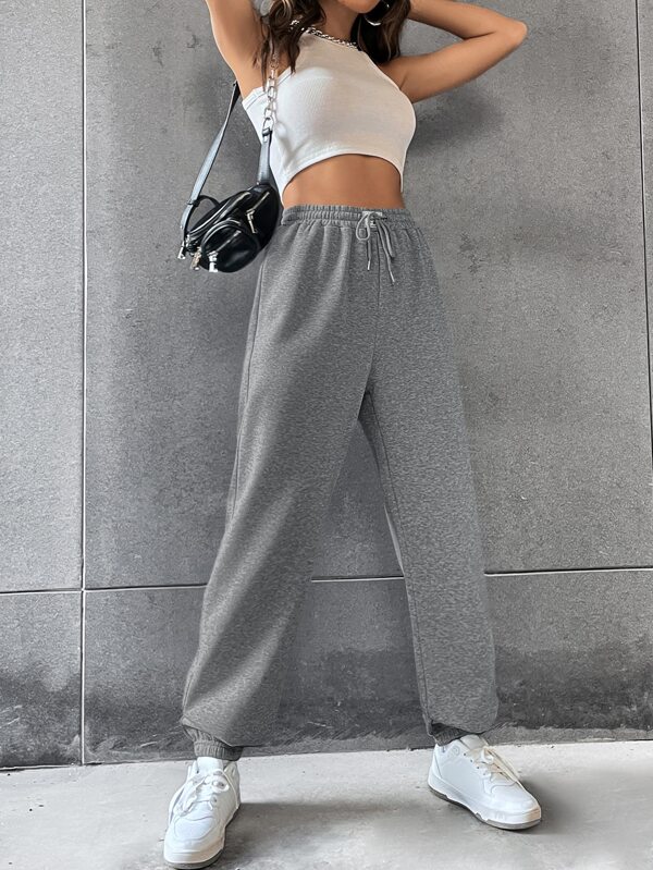 Letter Patched Drawstring Waist Sweatpants