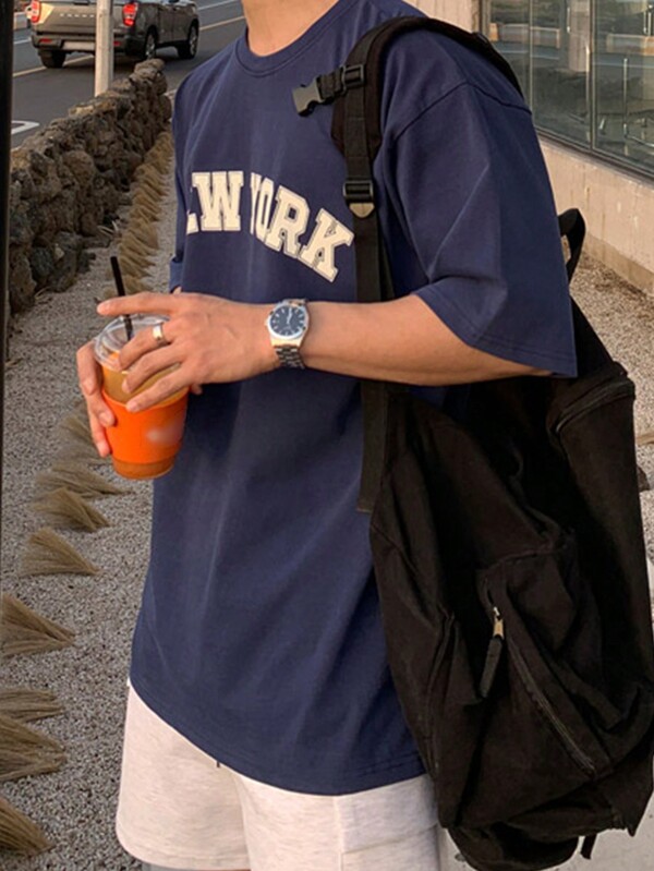 Men Letter Graphic Drop Shoulder Tee