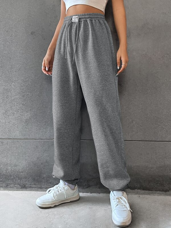 Letter Patched Drawstring Waist Sweatpants