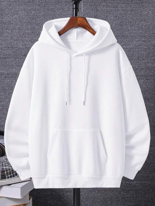 Men Plus Chinese Dragon & Slogan Graphic Drawstring Hoodie