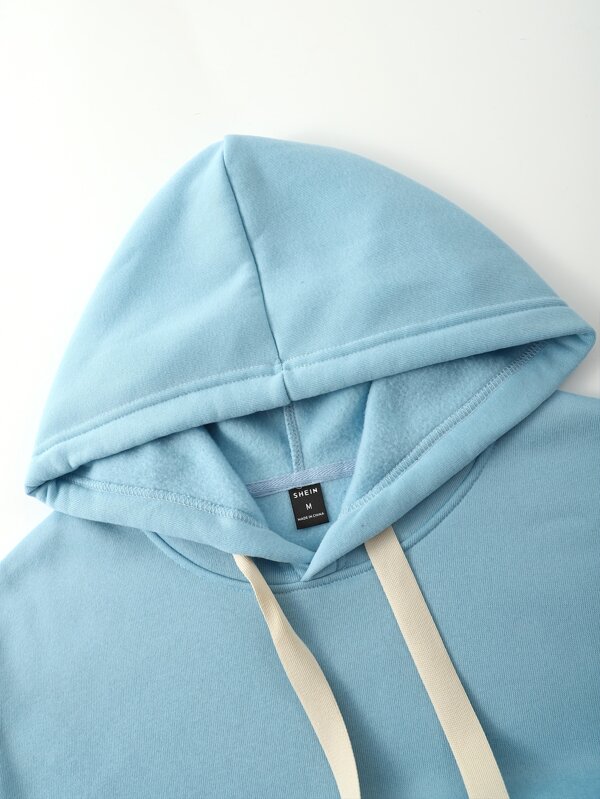 Men Kangaroo Pocket Drawstring Thermal Hoodie