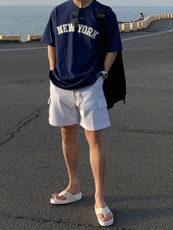 Men Letter Graphic Drop Shoulder Tee