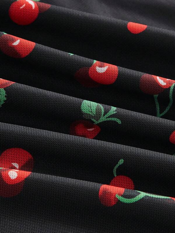 MOD Cherry Print Ruched Bust Cami Dress