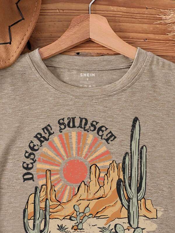 Cactus And Slogan Graphic Tee