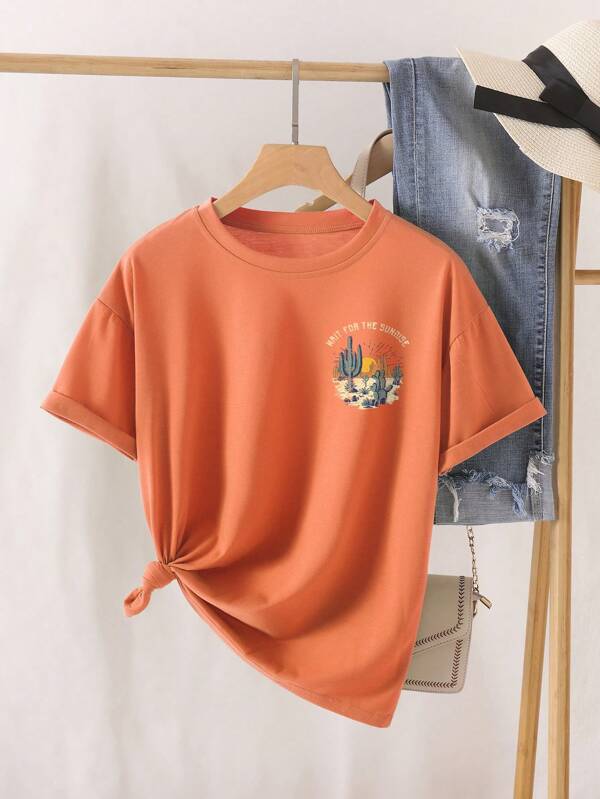 Cactus And Slogan Graphic Tee