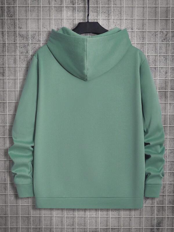 Men Slogan Graphic Kangaroo Pocket Hoodie