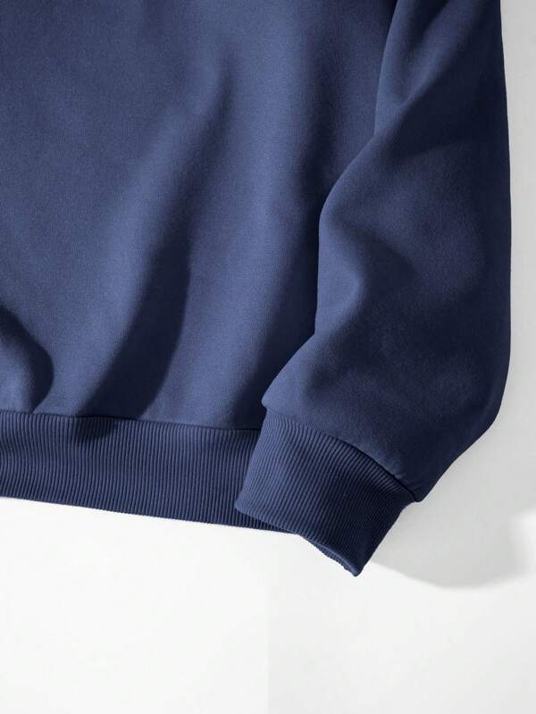 Men Cartoon Duck And Slogan Graphic Thermal Lined Sweatshirt