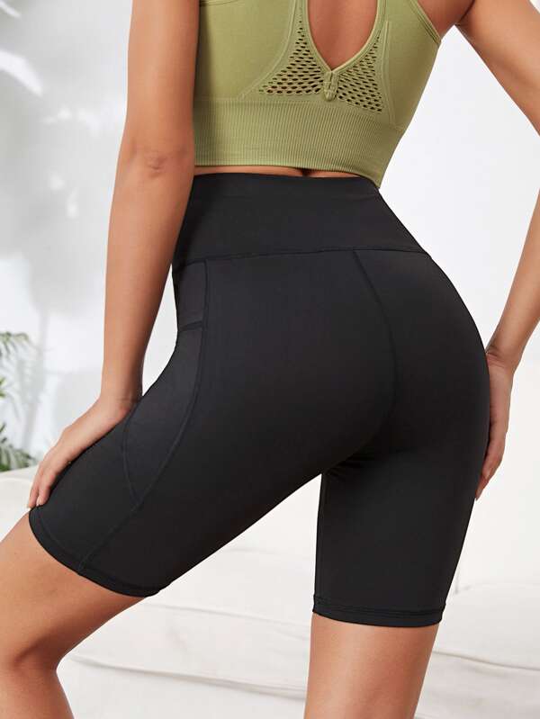Yoga Basic High Stretch Sports Shorts With Phone Pocket