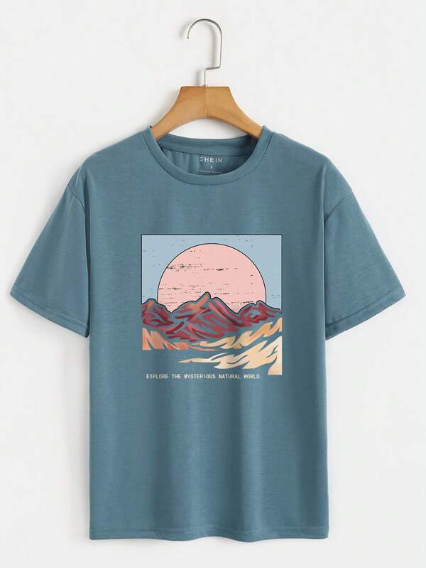 Mountain And Slogan Graphic Tee