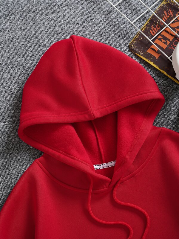 Men Drawstring Thermal Lined Hoodie