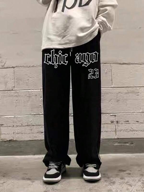 Sporsity Men Letter Graphic Drawstring Waist Sweatpants