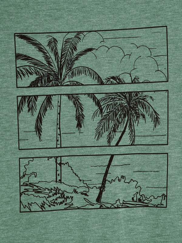 RSRT Men Tropical Print Drop Shoulder Tee