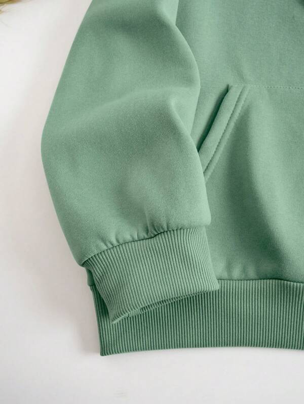 Car & Letter Graphic Drawstring Thermal Lined Hoodie