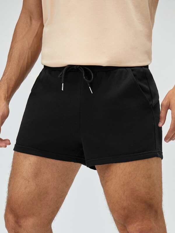 Men Cotton Drawstring Waist Track Shorts