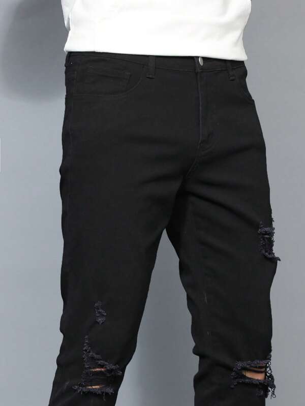 Men Ripped Frayed Skinny Jeans
