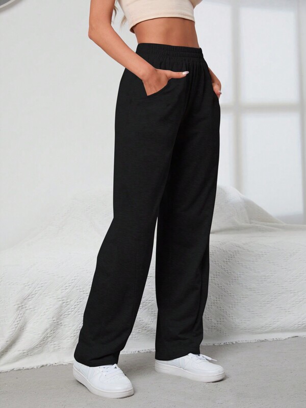 Slant Pocket Elastic Waist Sweatpants