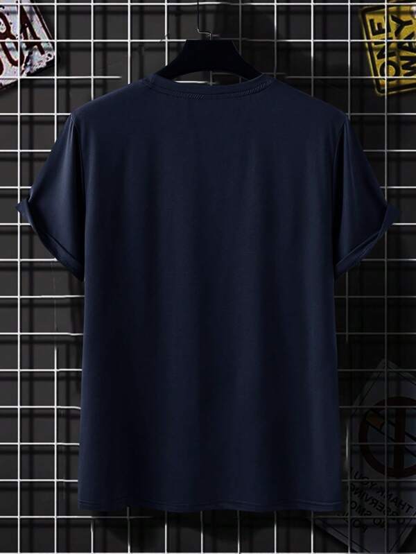 Men Deer & Geo Print Tee