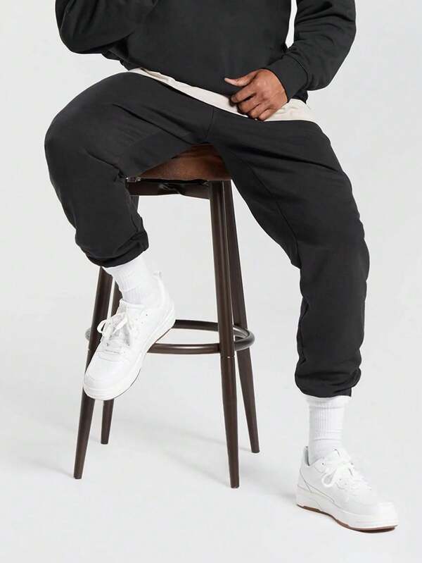 Men Solid Drawstring Waist Sweatpants