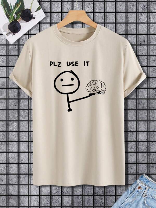 Men Cartoon & Slogan Graphic Tee