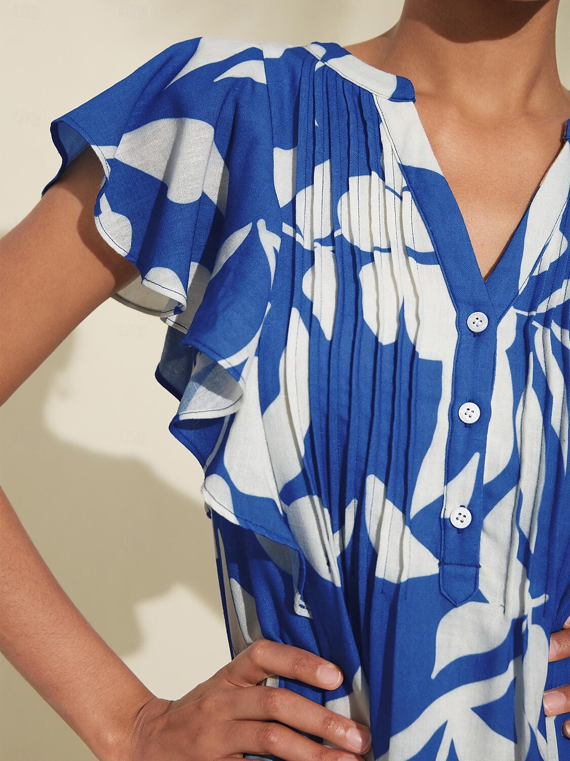 Casual Floral Pleated Maxi Dress