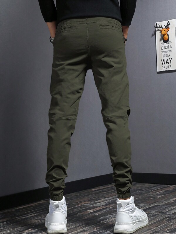 Men Solid Slant Pocket Pants