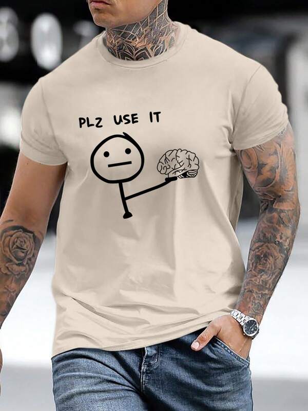 Men Cartoon & Slogan Graphic Tee