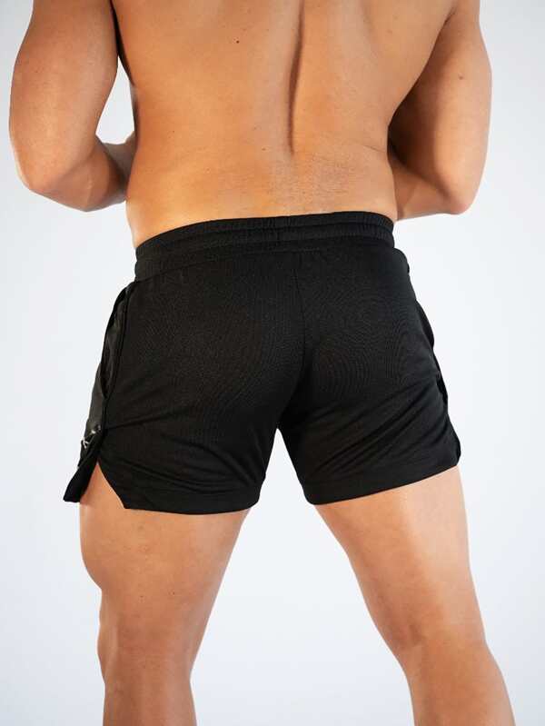 Men Solid Drawstring Waist Shorts