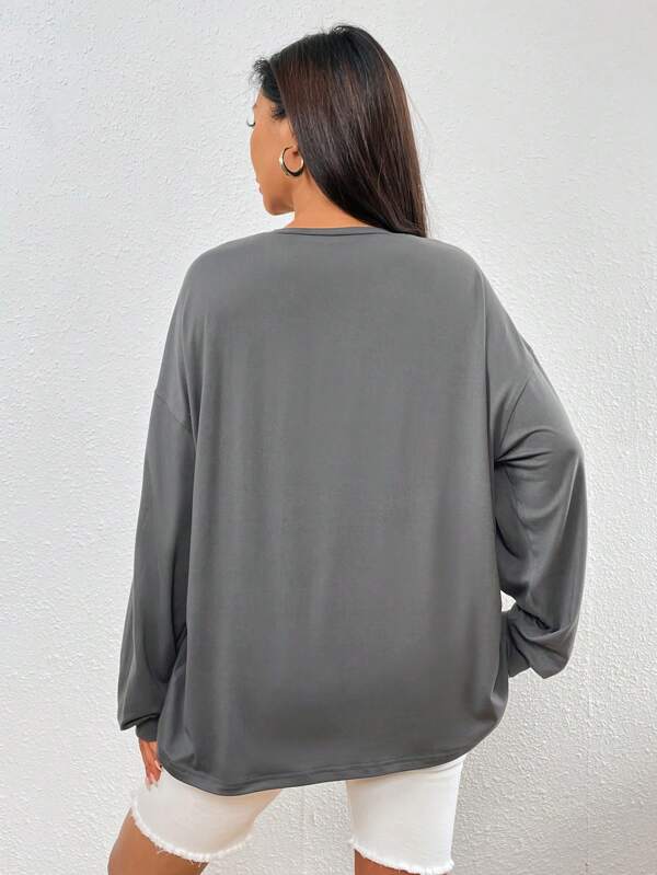 Letter & Wings Print Drop Shoulder Tee