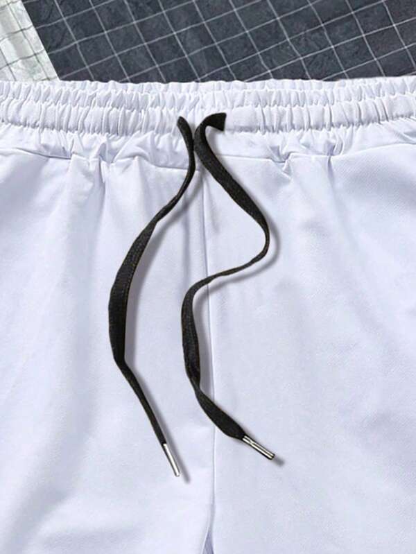 Men Slogan Graphic Drawstring Waist Shorts